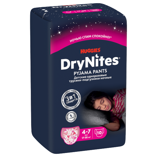 DryNites Трусики для девочек 4-7 лет